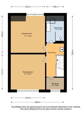 Floorplan - Singel 163A2, 3112 GN Schiedam
